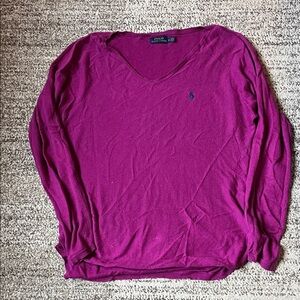 Ralph Lauren Women's Long Sleeve Purple Top, cotton, medium size